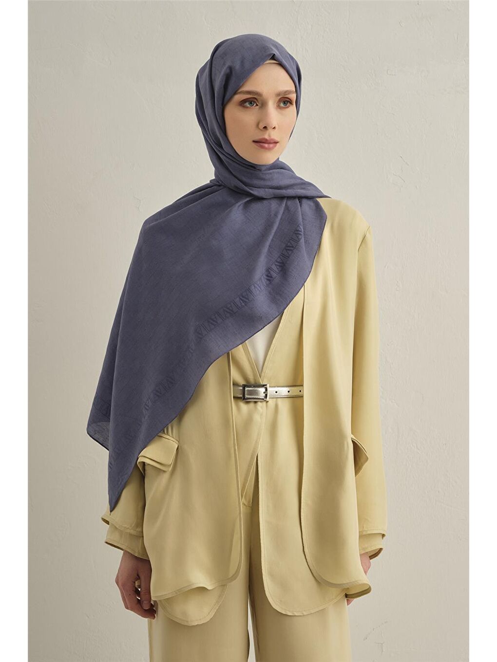 Mavi Pamora Dama Çerçeve Şal 2 26