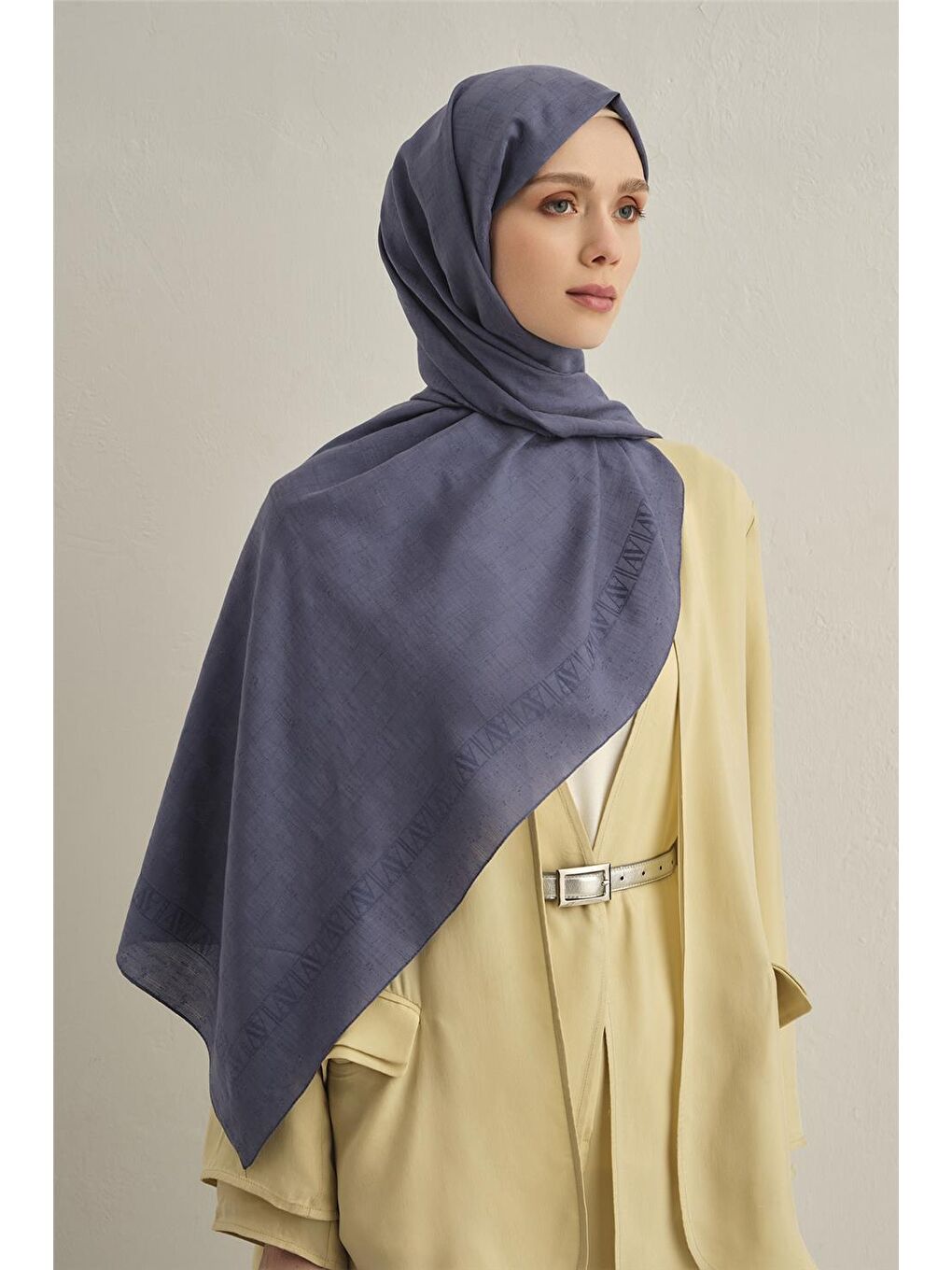 Mavi Pamora Dama Çerçeve Şal 2 26-1