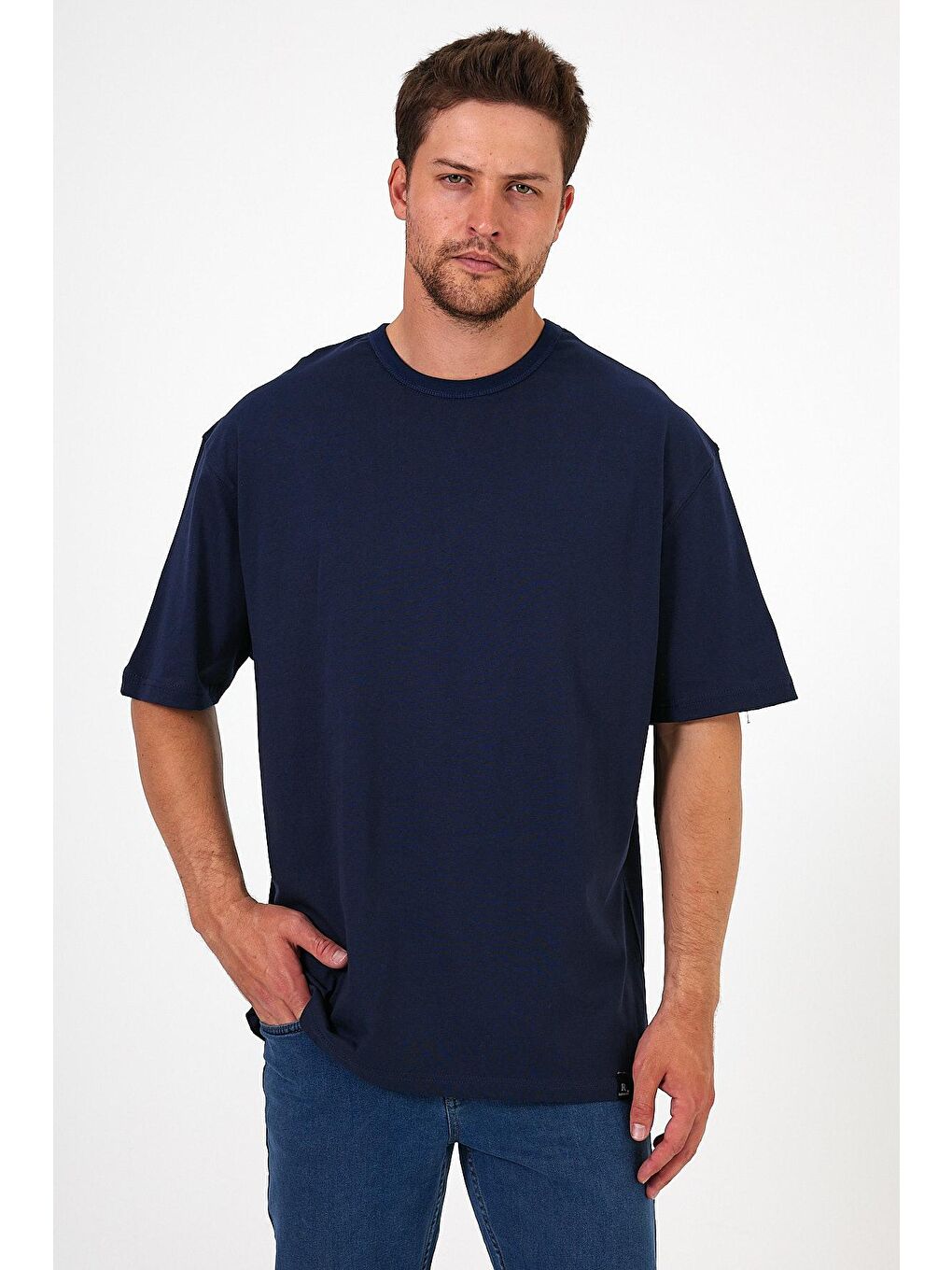 İndigo Bisiklet Yaka Kısa Kollu Basic  Erkek Tişört