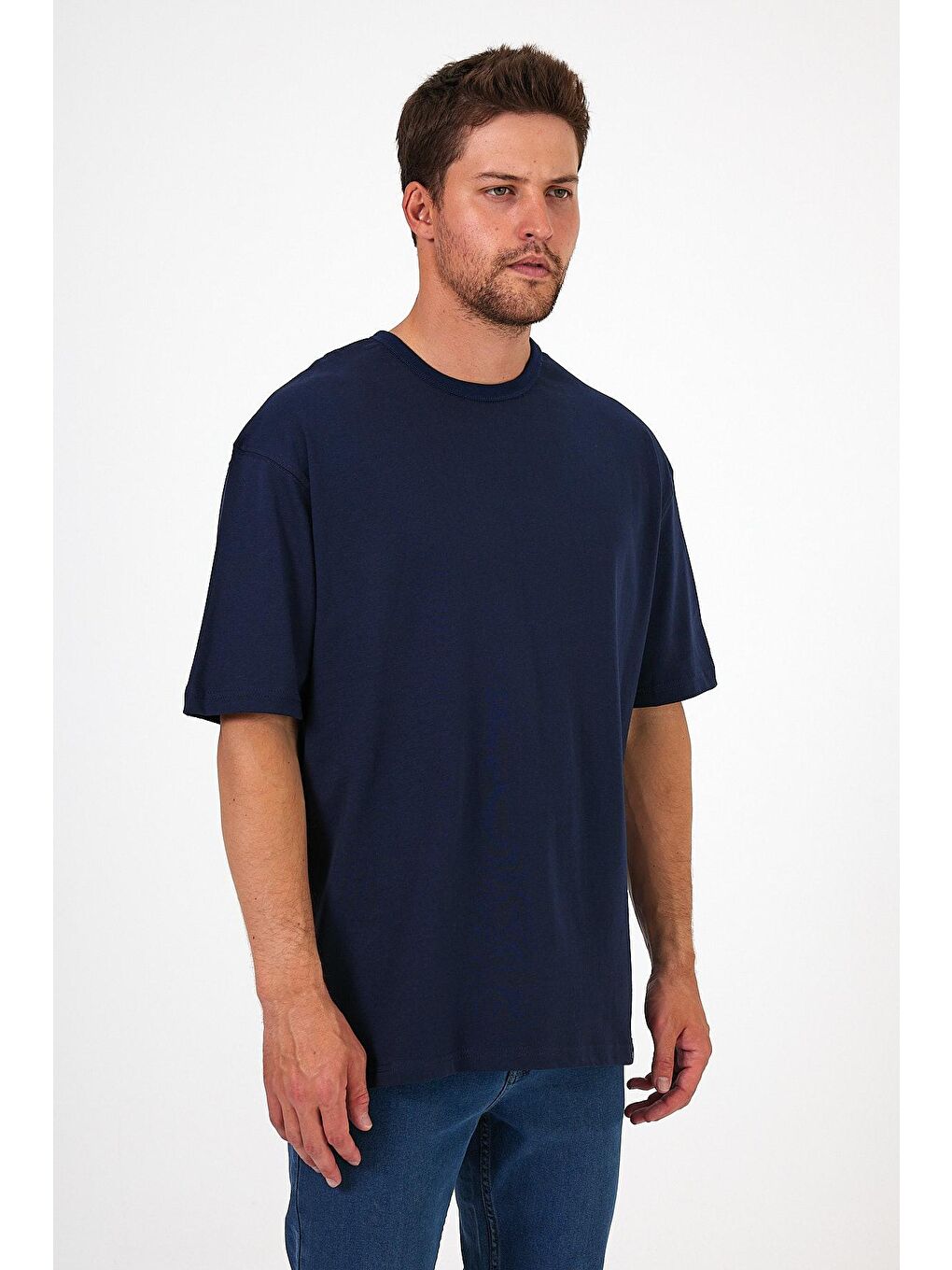 İndigo Bisiklet Yaka Kısa Kollu Basic  Erkek Tişört-1
