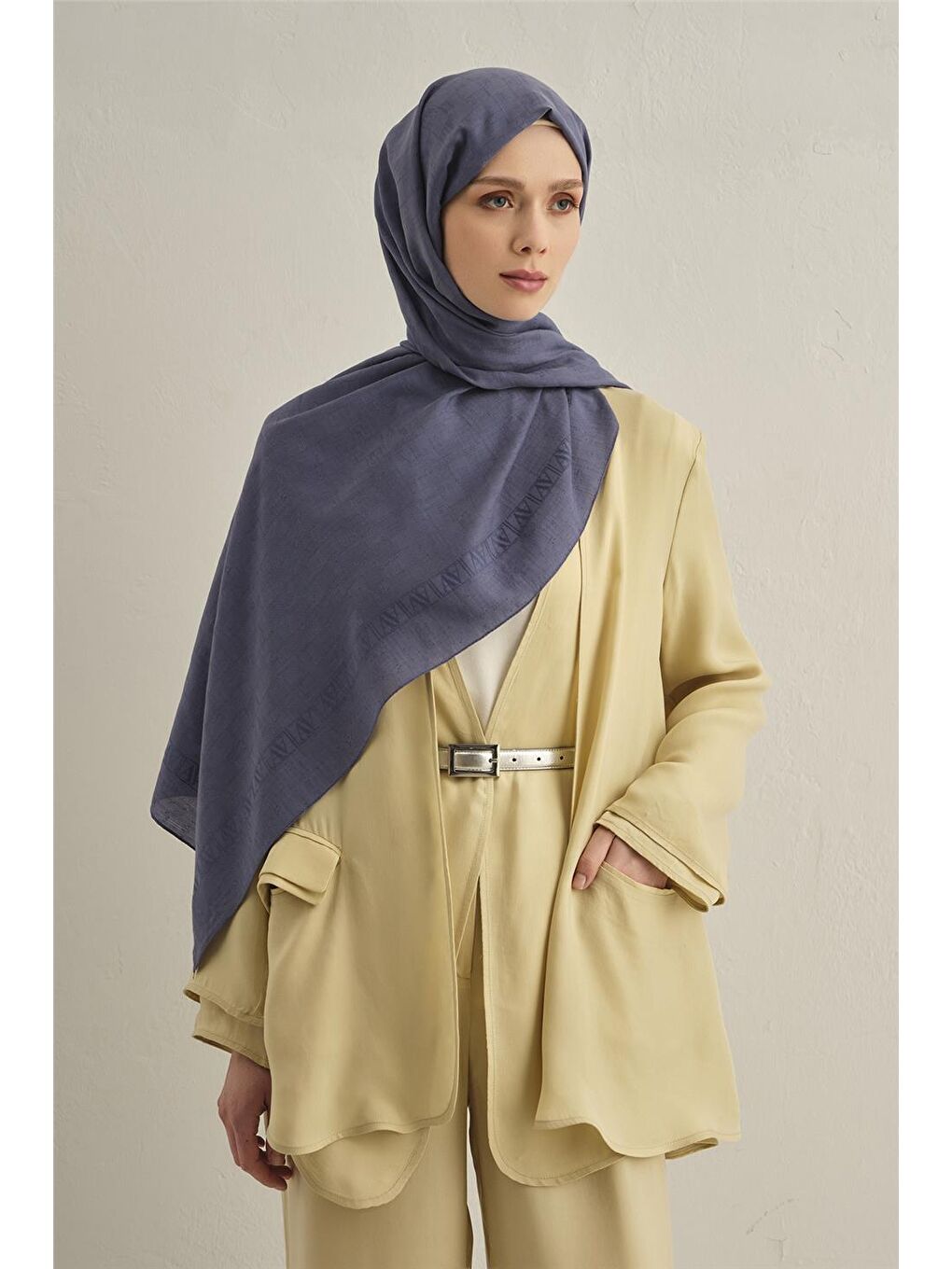 Mavi Pamora Dama Çerçeve Şal 2 26-2