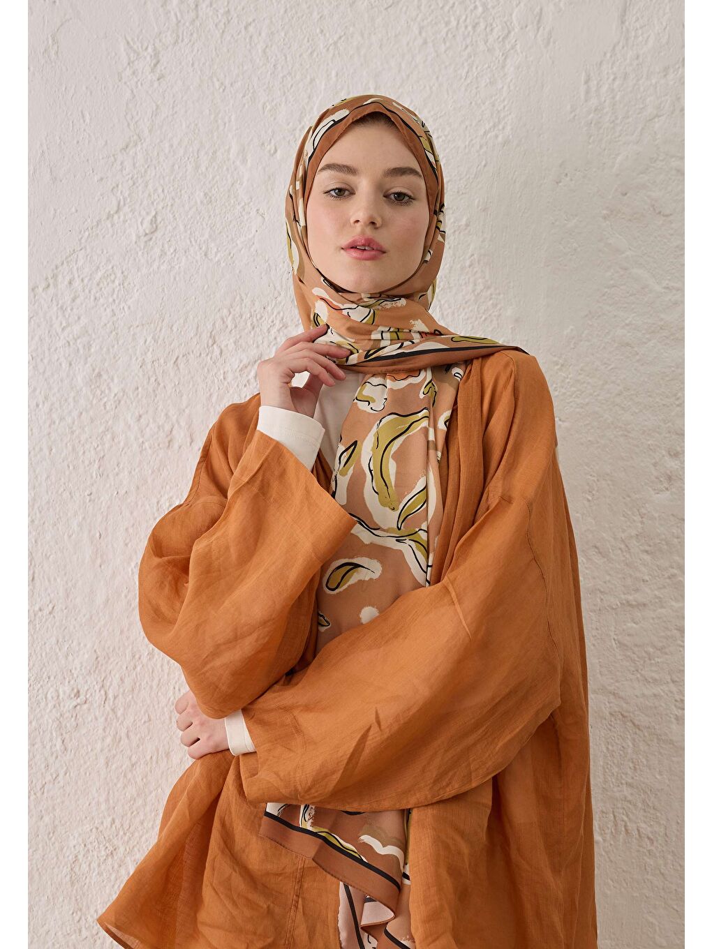 Pembe Aspen Desen Şal Somon-2