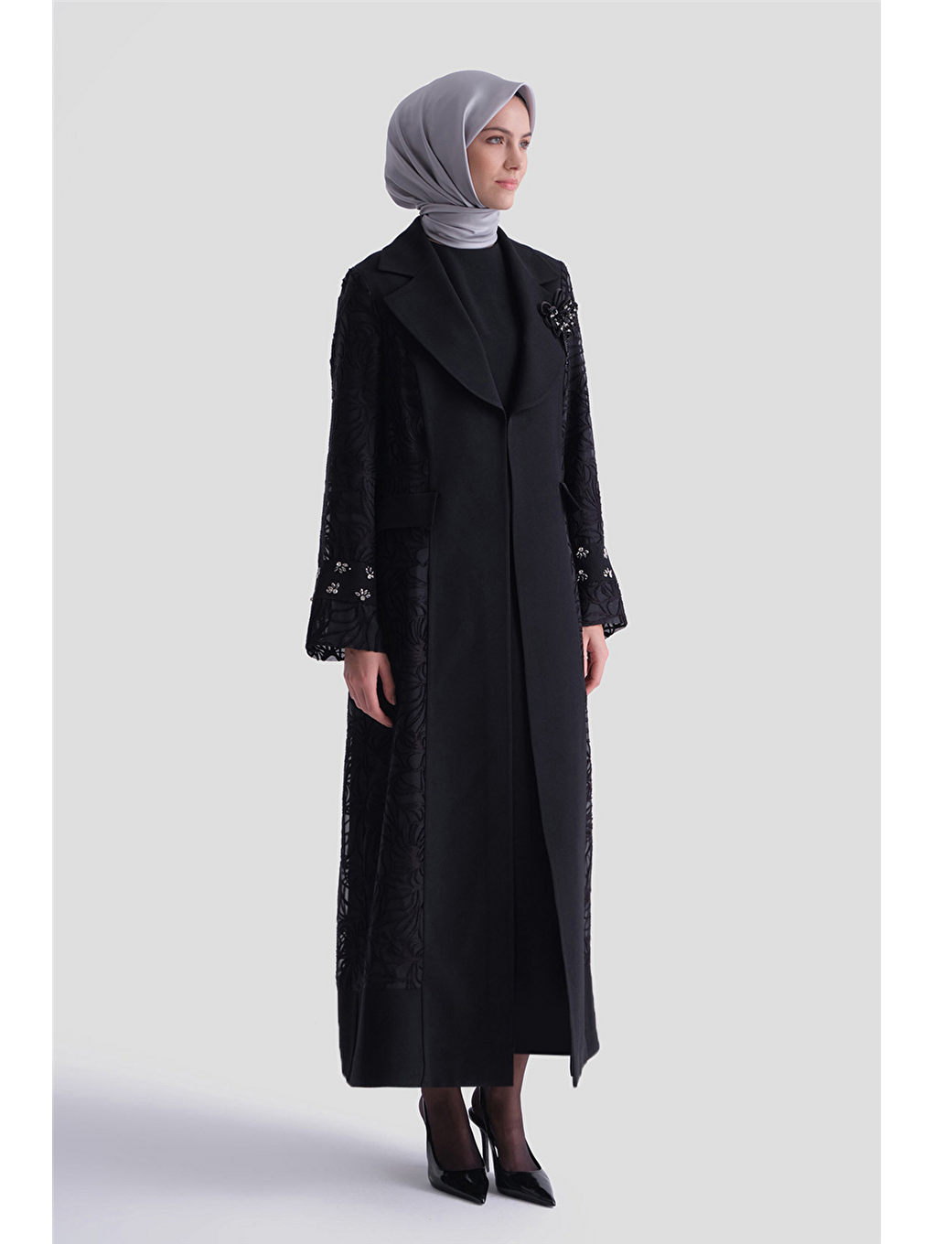 Dantel Detaylı Takım Siyah-1
