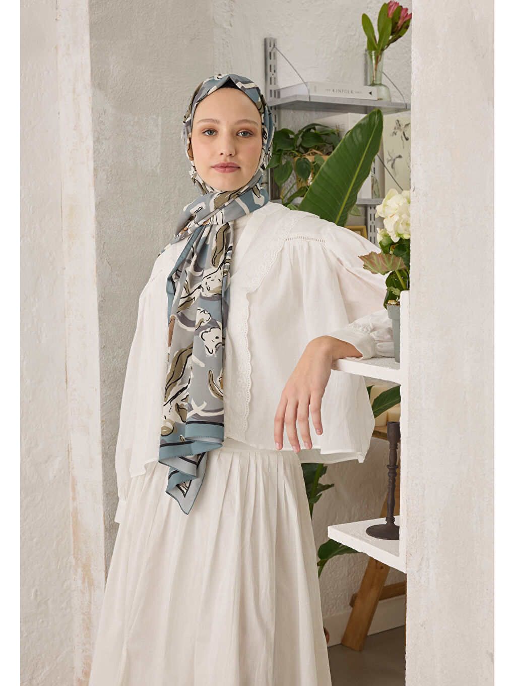 Aspen Desen Şal Mavi-1