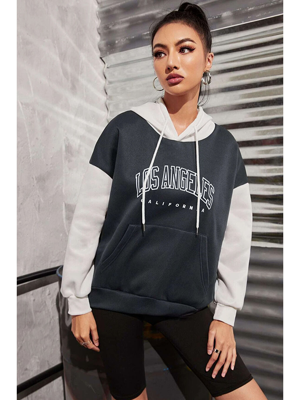 uyguntarz Siyah Unisex Los Angeles Baskılı Sweatshirt - 1