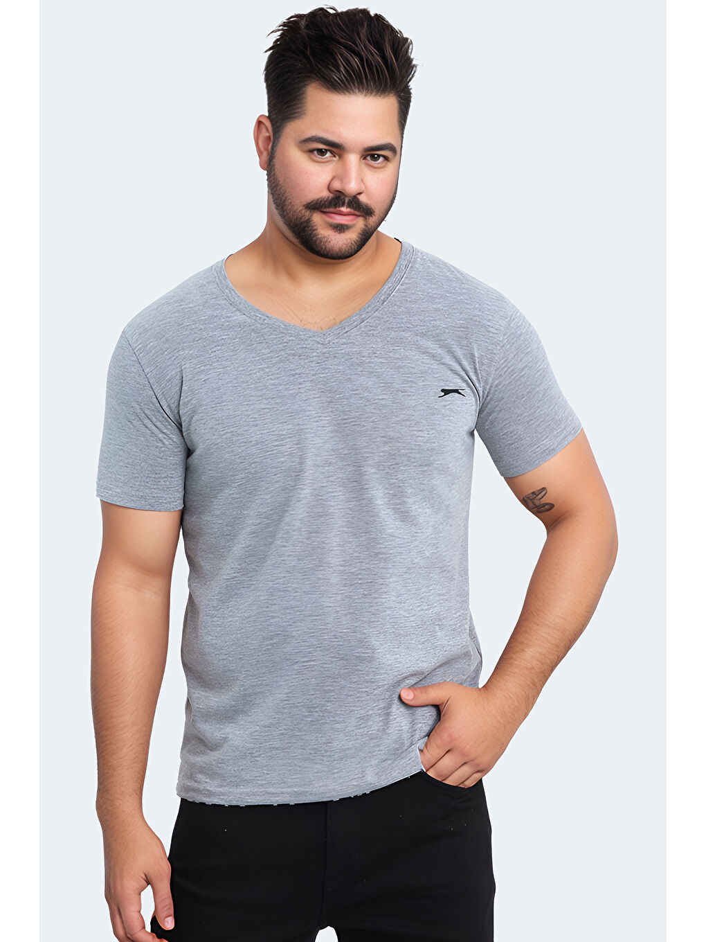 SARGON KTN  Erkek Büyük Beden Tişört Gri-5