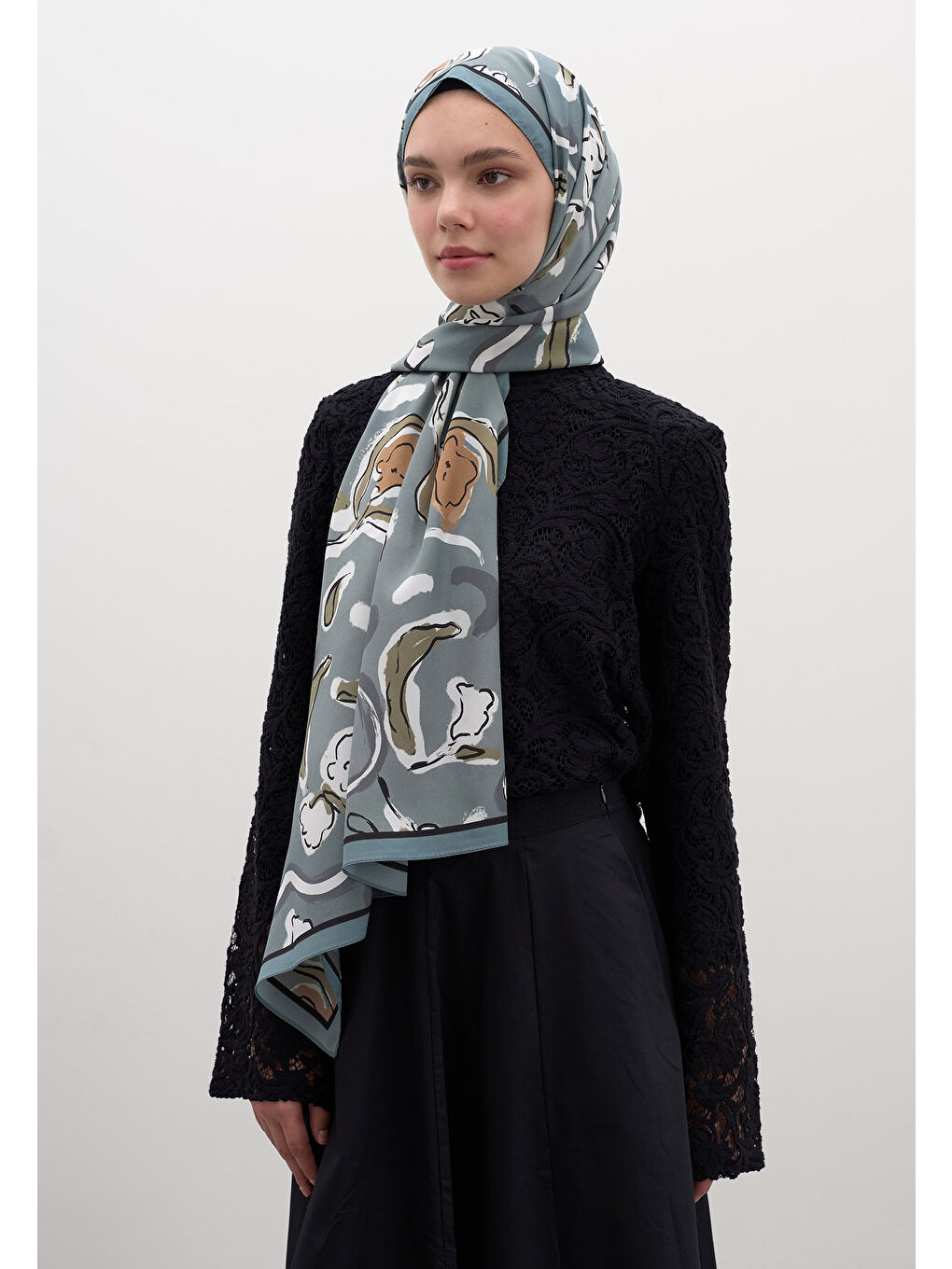 Aspen Desen Şal Mavi-4