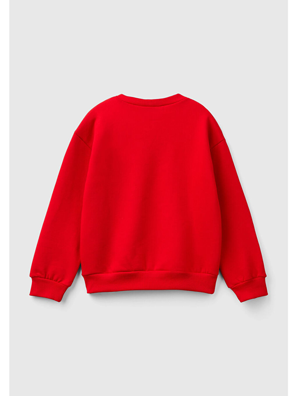 Kız Çocuk Kırmızı Etek Ucu Logolu Mickey Mouse Baskılı Rahat Kesim Sweatshirt-1