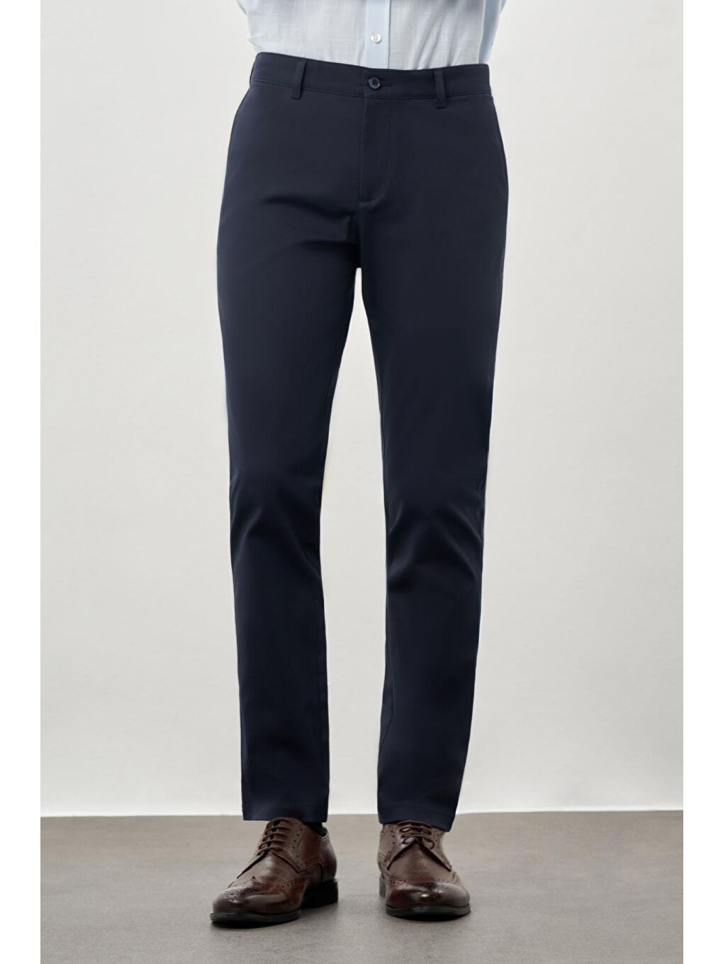 Koyu Lacivert Pamuklu Yandan Cepli Casual Slim Fit Chino Pantolon 1003245168