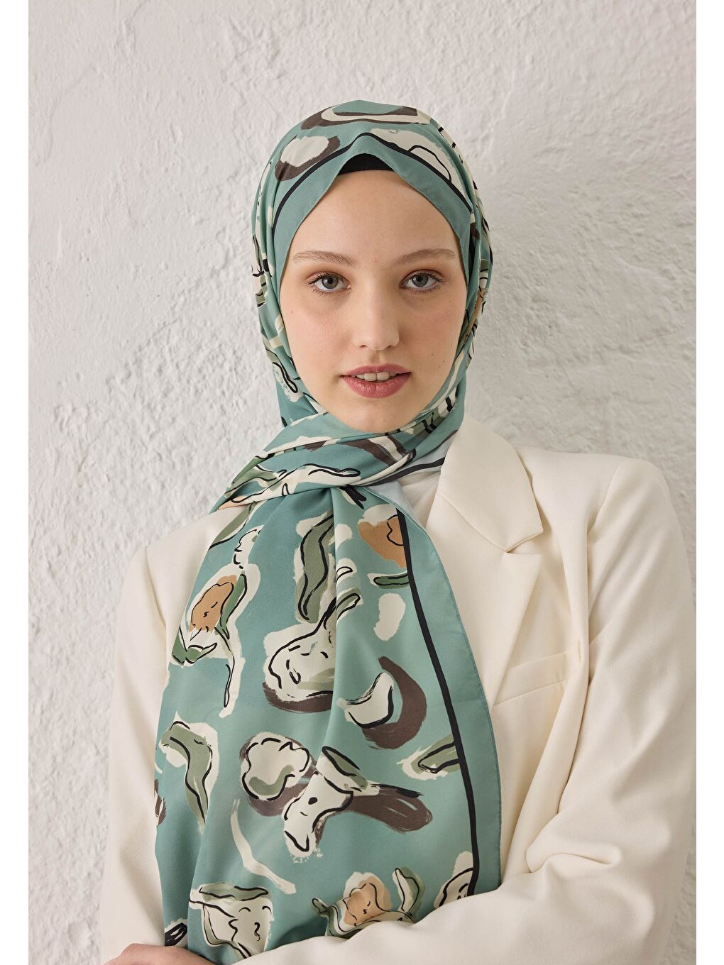 Yeşil Aspen Desen Şal Mint-2