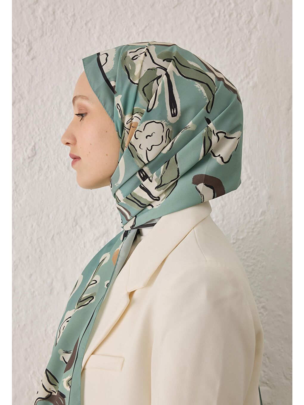 Yeşil Aspen Desen Şal Mint-3