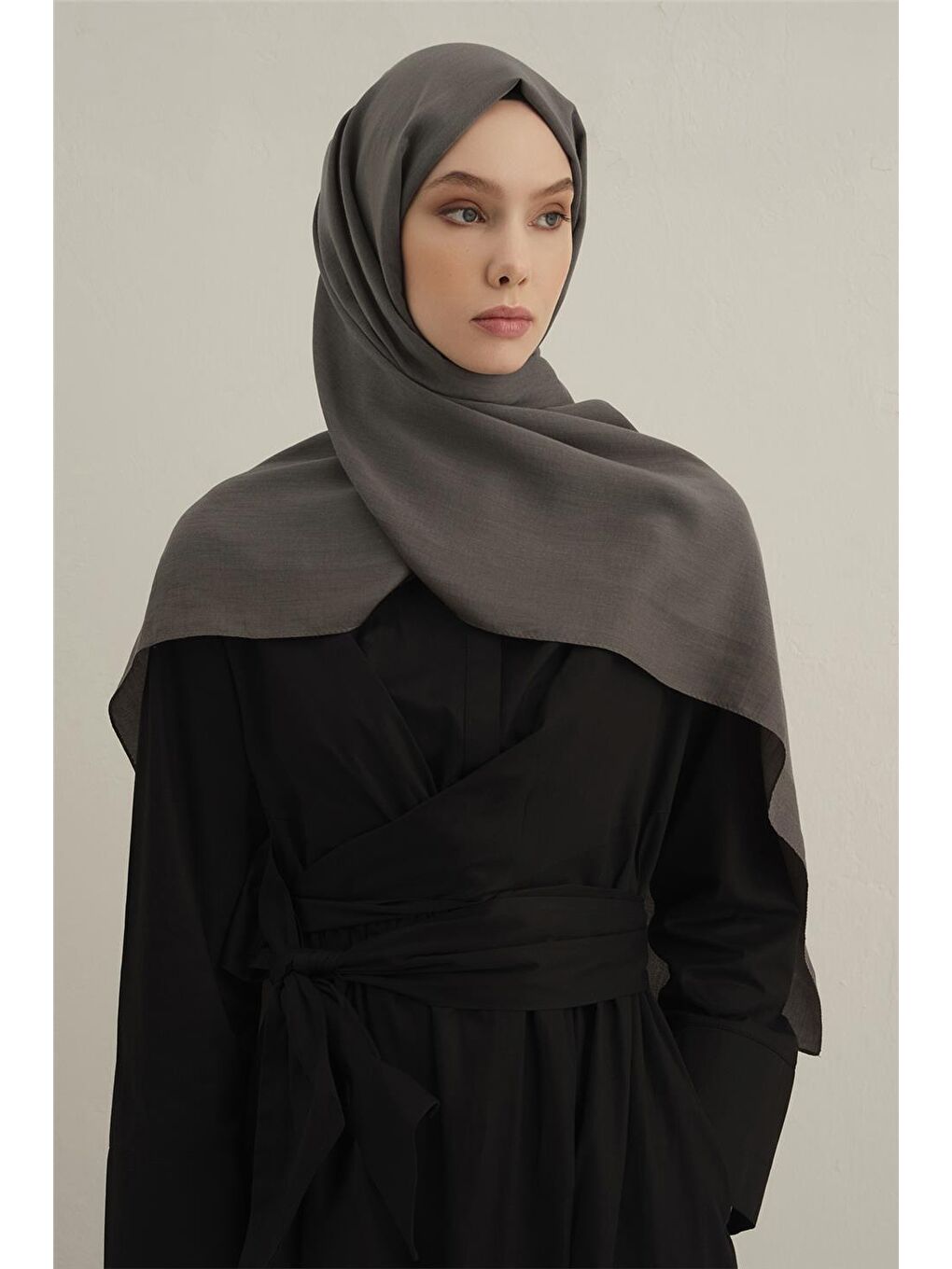 Gri Bordürlü Lyocell Şal 18-1