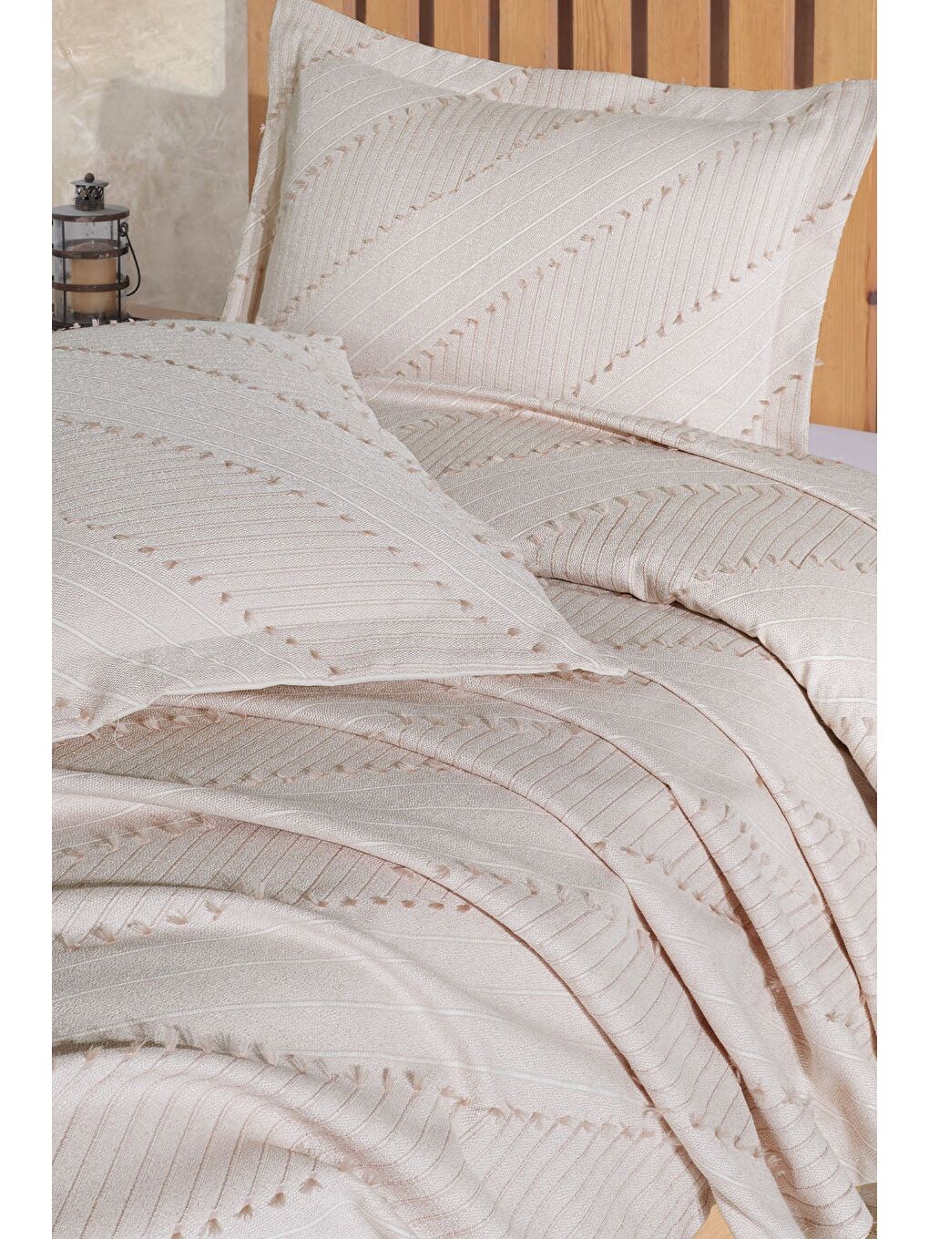 Karya Yatak Örtüsü Çift Kişilik (240x250 cm) Ekru-3