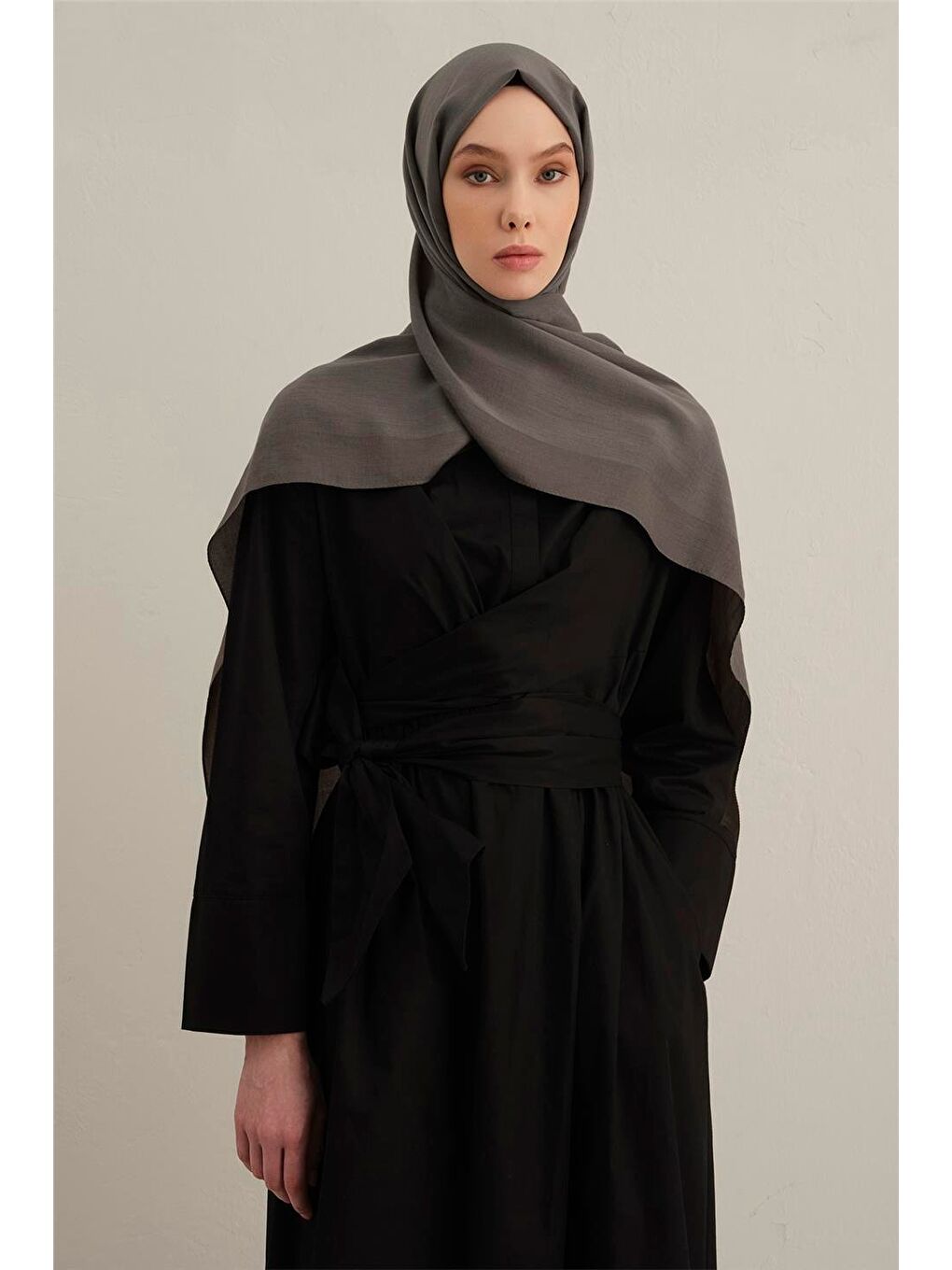 Gri Bordürlü Lyocell Şal 18-2