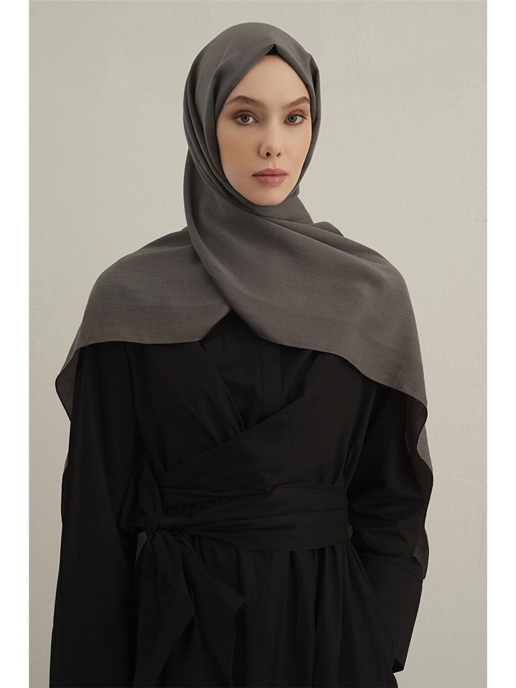 Gri Bordürlü Lyocell Şal 18-3