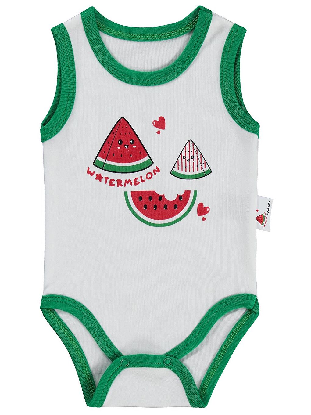 Karpuz Kokulu Atlet 0-9 Ay Çıtçıtlı Badi - Ekru