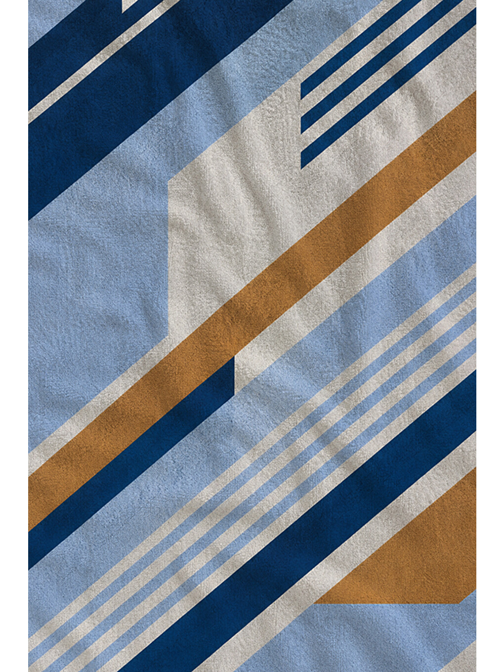 Modern Lacivert Bej Geometrik Şeritli Desenli 70x150 Plaj Havlusu - Dijital Baskılı Banyo Havlusu-2