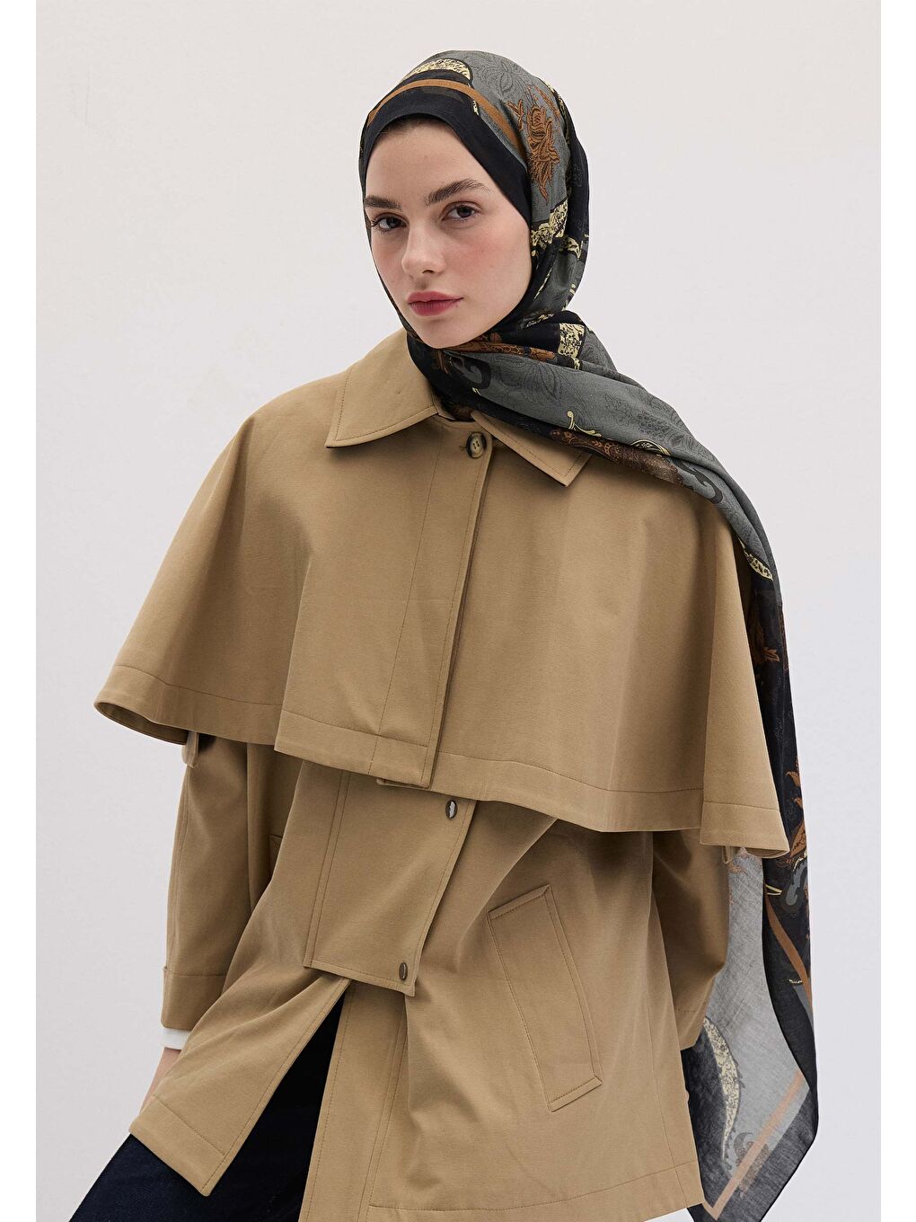 Sıenna Desen Şal Siyah-2