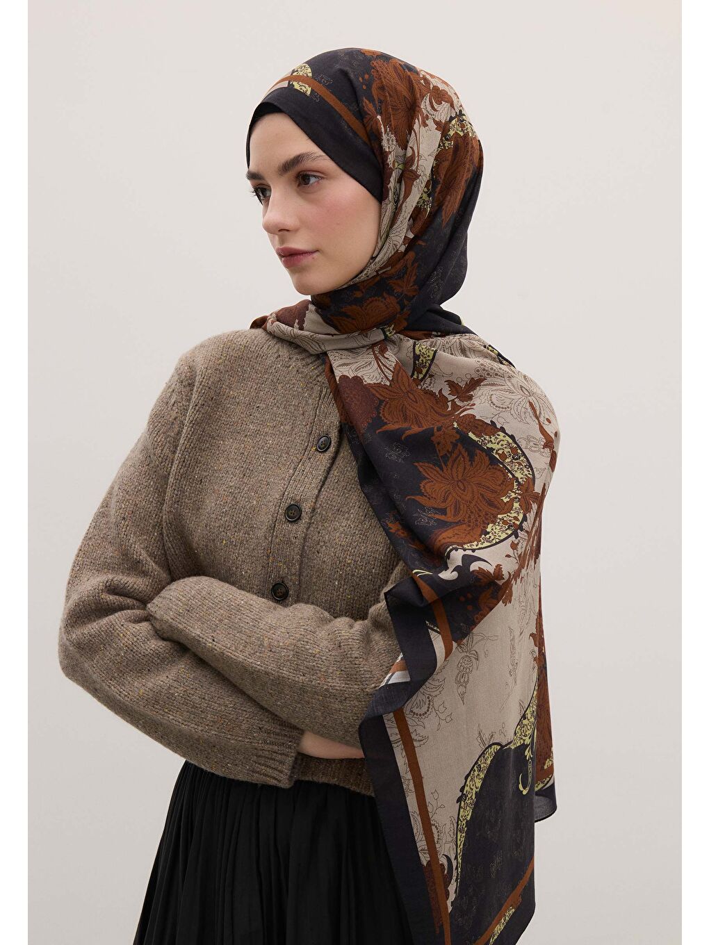 Sıenna Desen Şal Lacivert-1