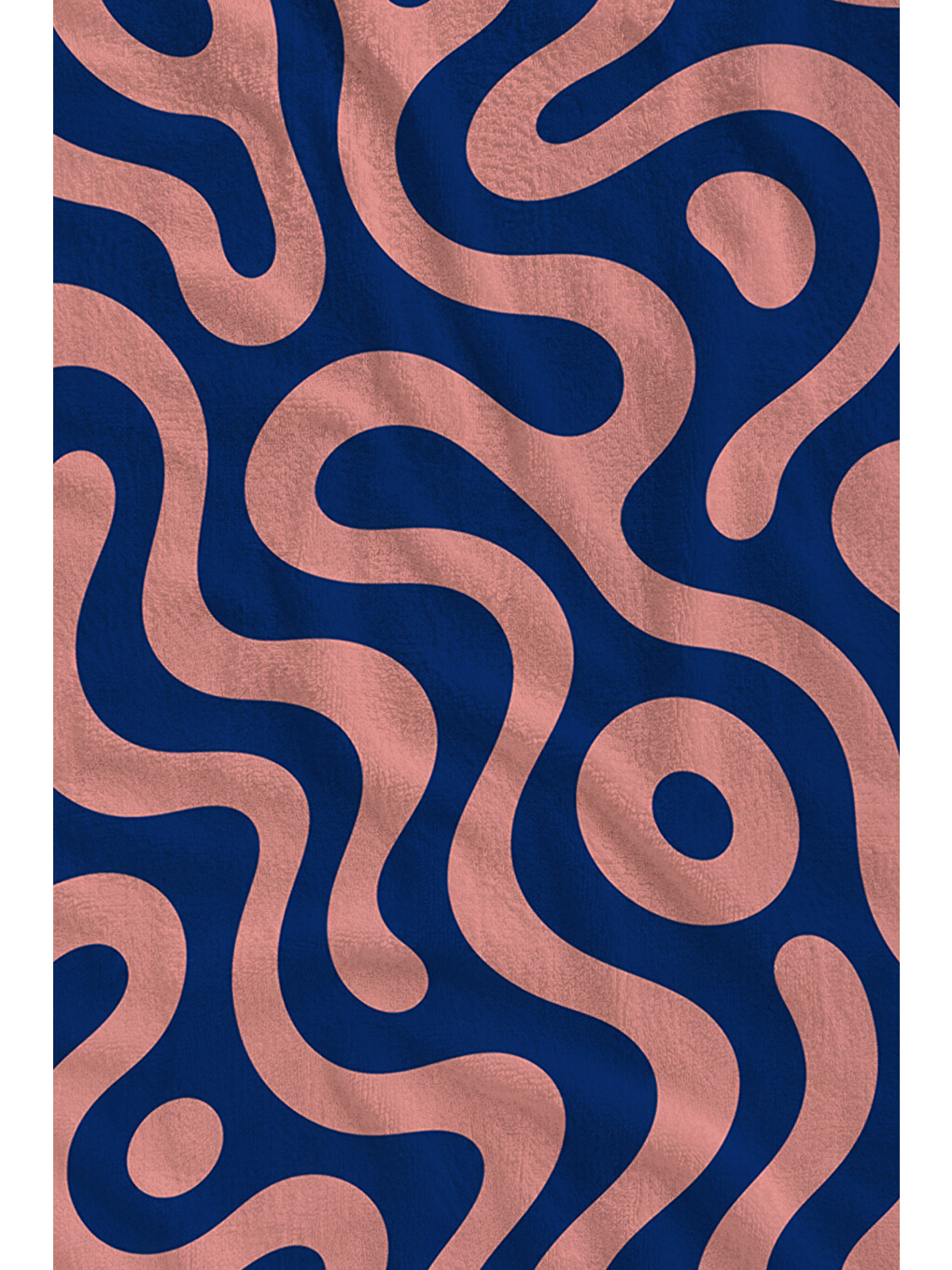 Psychedelic Lacivert Pembe Dalgalı Çizgi Desenli 70x150 Plaj Havlusu - Dijital Baskılı Banyo Havlusu-2