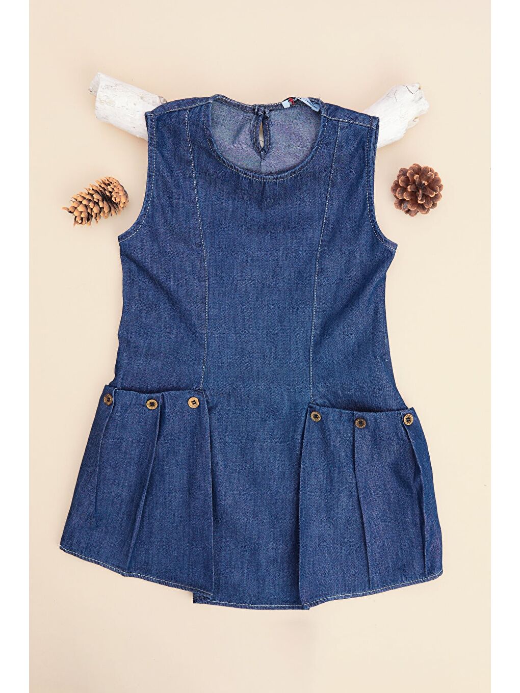 Lacivert Cepli Pileli Kız Çocuk Elbise-2