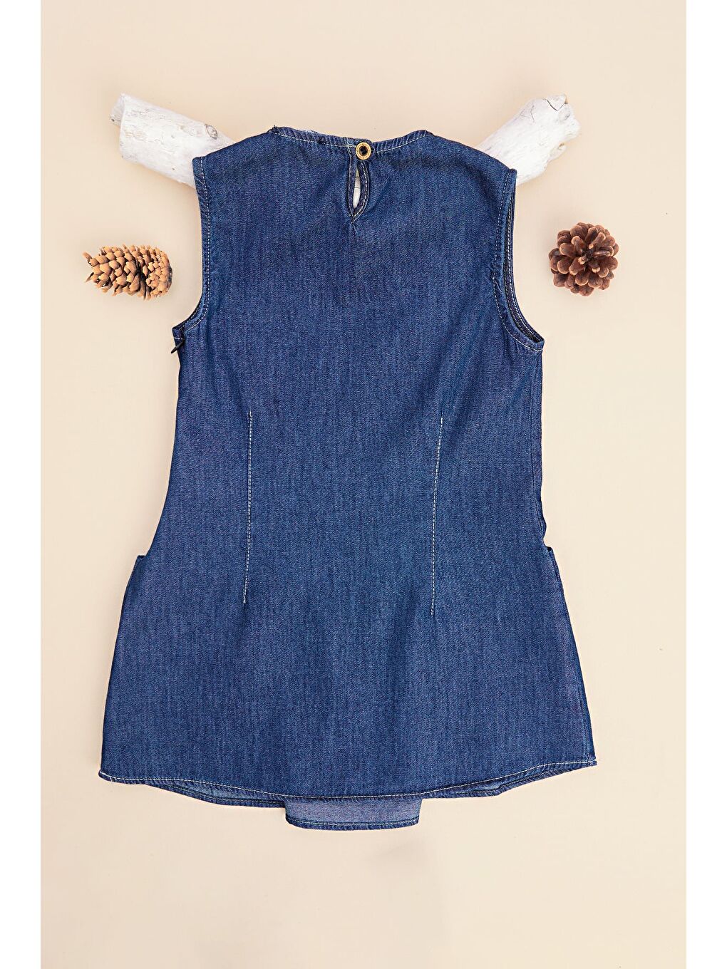 Lacivert Cepli Pileli Kız Çocuk Elbise-4