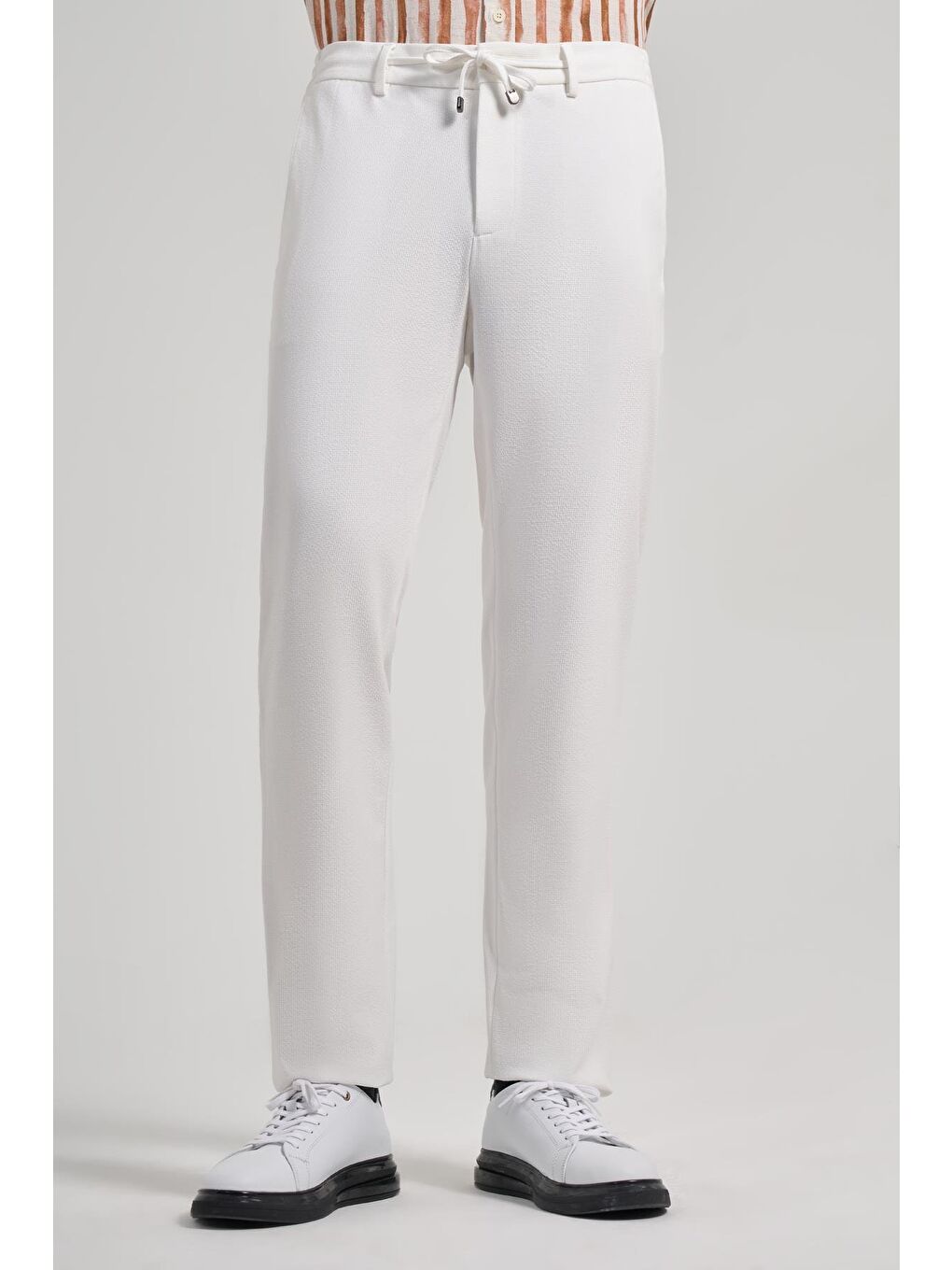 Kahverengi Açık Krem Esnek Yandan Cepli Classic Slim Fit Jogger Pantolon 1003240169