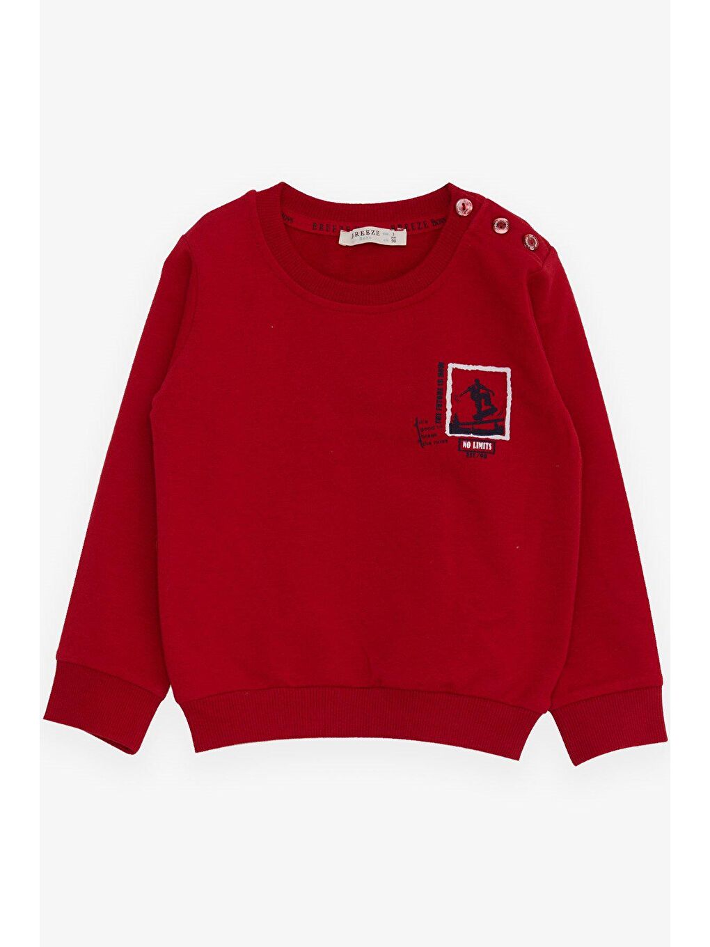 Breeze Kırmızı Erkek Bebek Sweatshirt Kaykaycı Baskılı Kırmızı (9 Ay-1.5 Yaş)