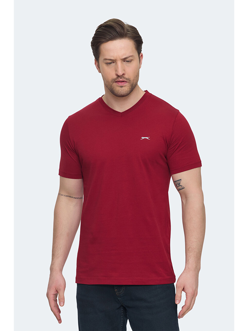 SARGON KTN Erkek %100 Pamuk Tişört Bordo-5