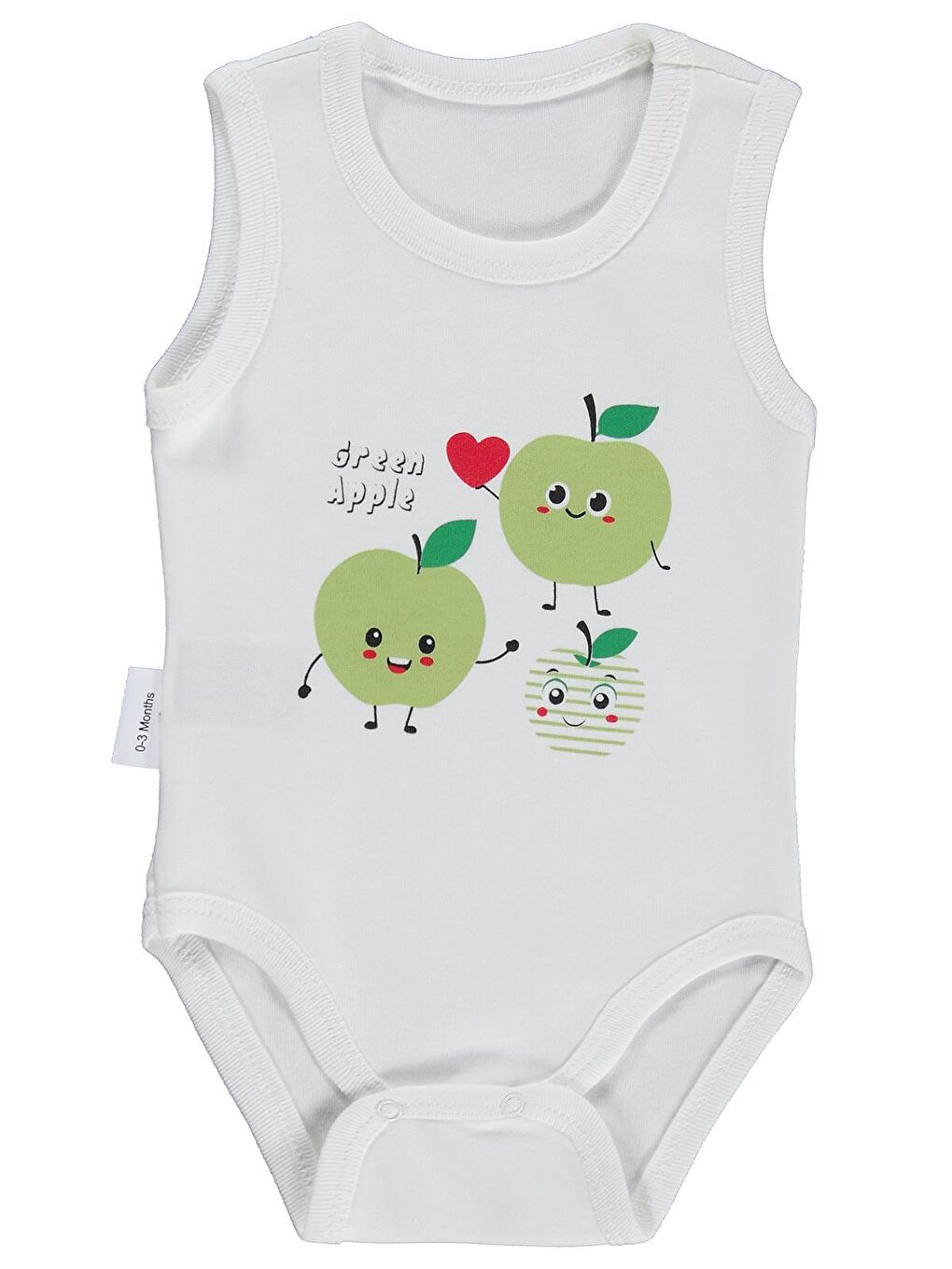 Yeşil Ema Kokulu Atlet 0-9 Ay Çıtçıtlı Badi - Ekru