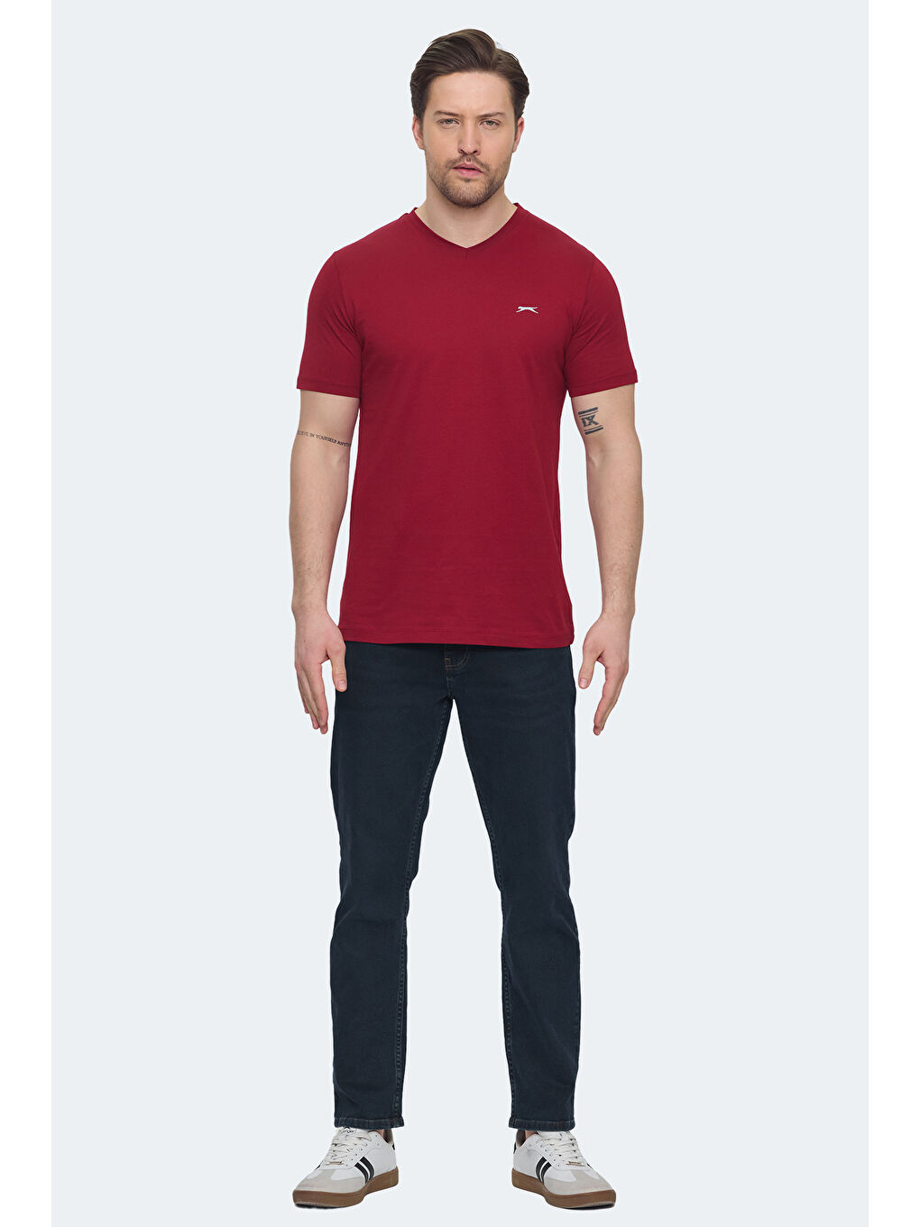 SARGON KTN Erkek %100 Pamuk Tişört Bordo-6