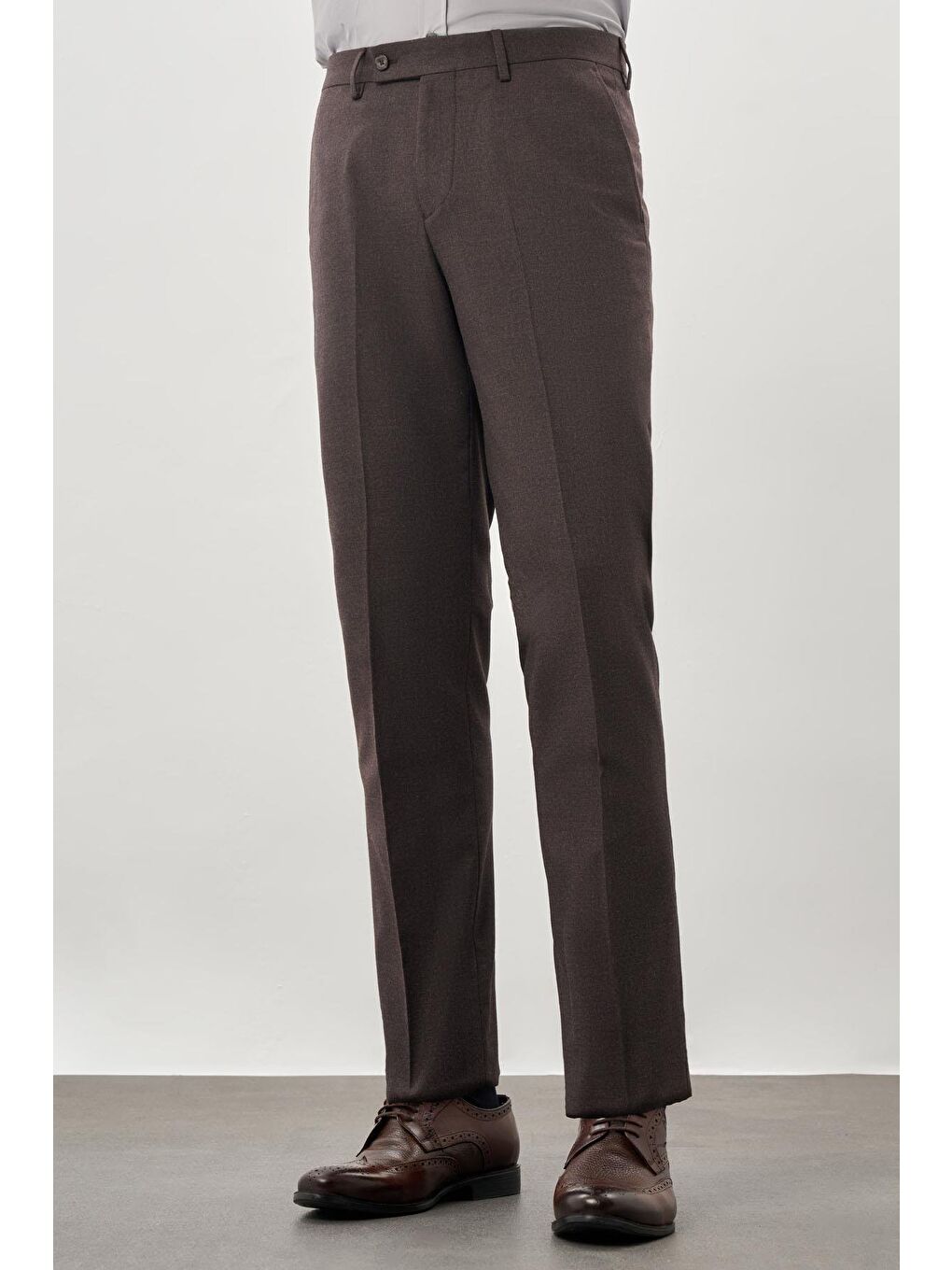Koyu Kahverengi Esnek Yandan Cepli Comfort Fit Classic Erkek Pantolon 1003245207