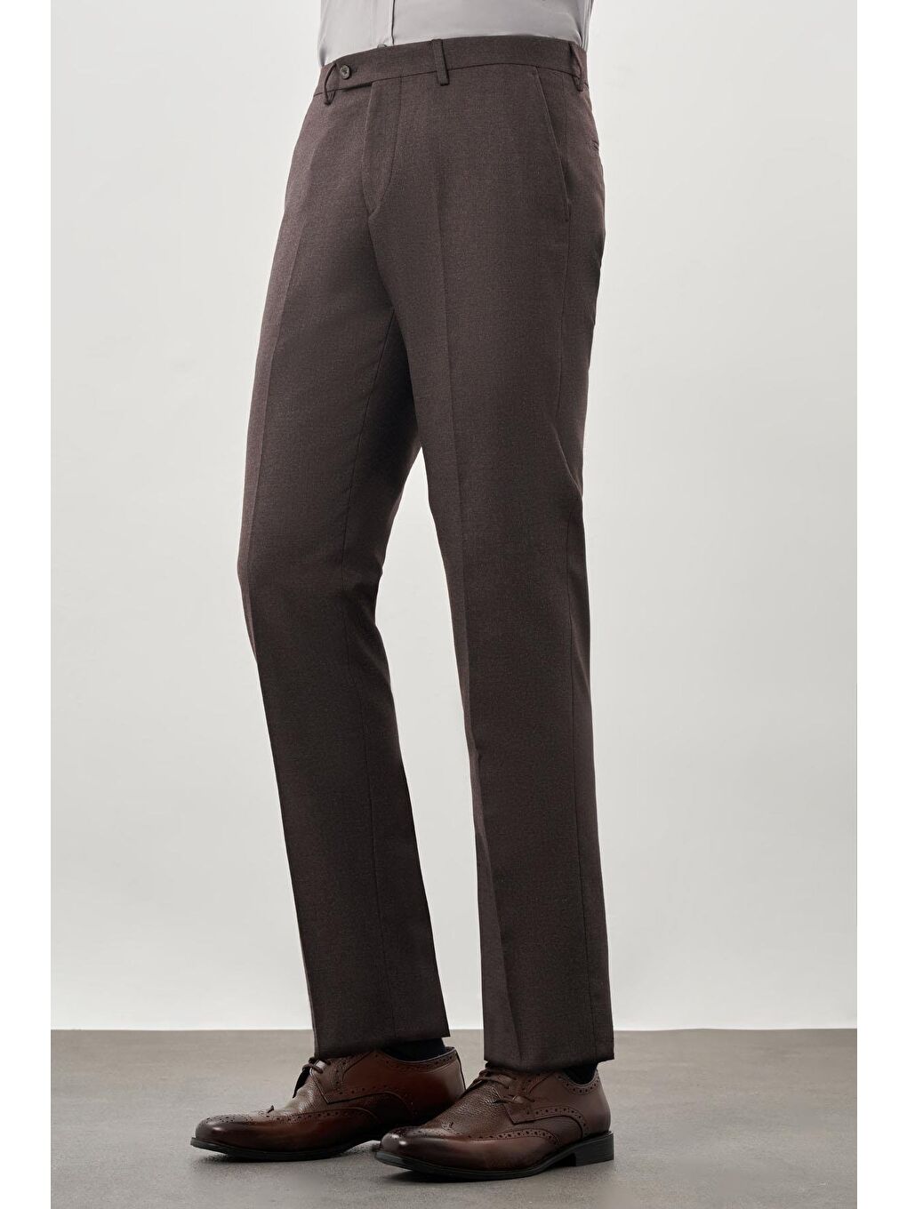 Koyu Kahverengi Esnek Yandan Cepli Comfort Fit Classic Erkek Pantolon 1003245207-2