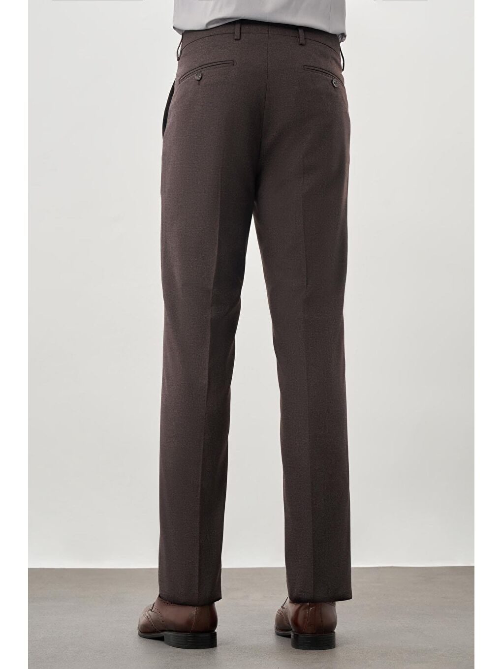 Koyu Kahverengi Esnek Yandan Cepli Comfort Fit Classic Erkek Pantolon 1003245207-3