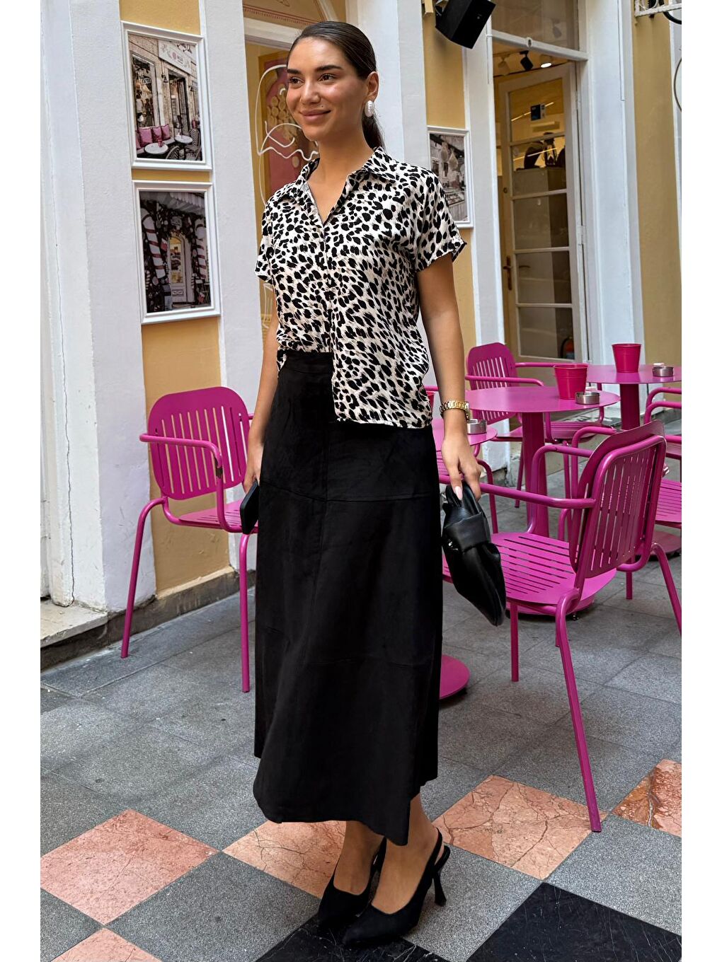 Siyah Süet Uzun Etek Mg2549-3