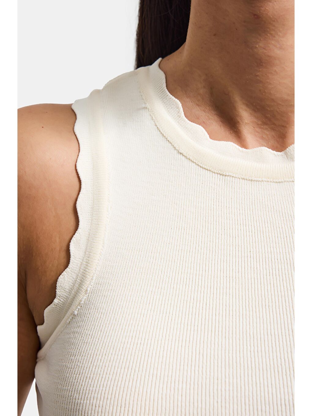 Kadın Ekru s6-101 Crop İnce Yazlık Triko Body-3