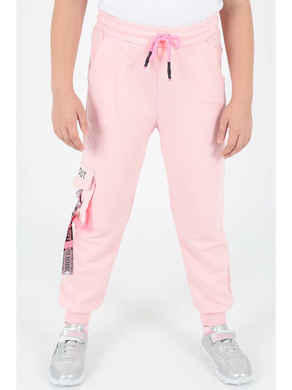 Pembe Kids Kız Live Baskılı Eşofman Altı Bağcıklı Lastikli Dar Paça Pamuklu Eşofman Altı Ak722473-1