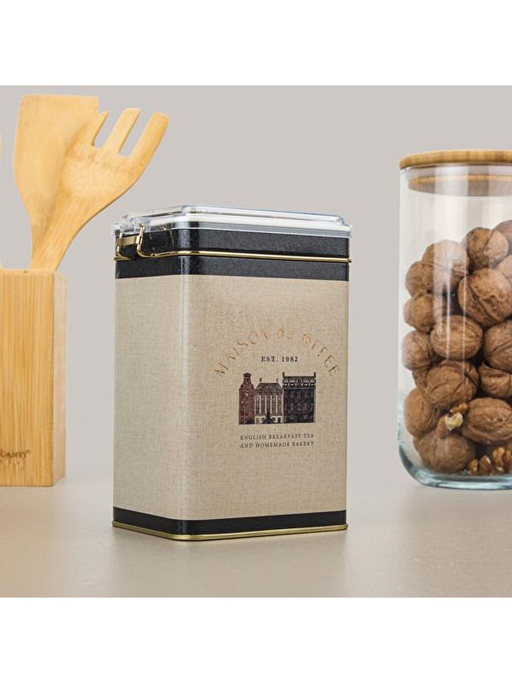 Karışık Azura Coffee Metal Saklama Kabı - Renkli - 7,5x10x15 cm