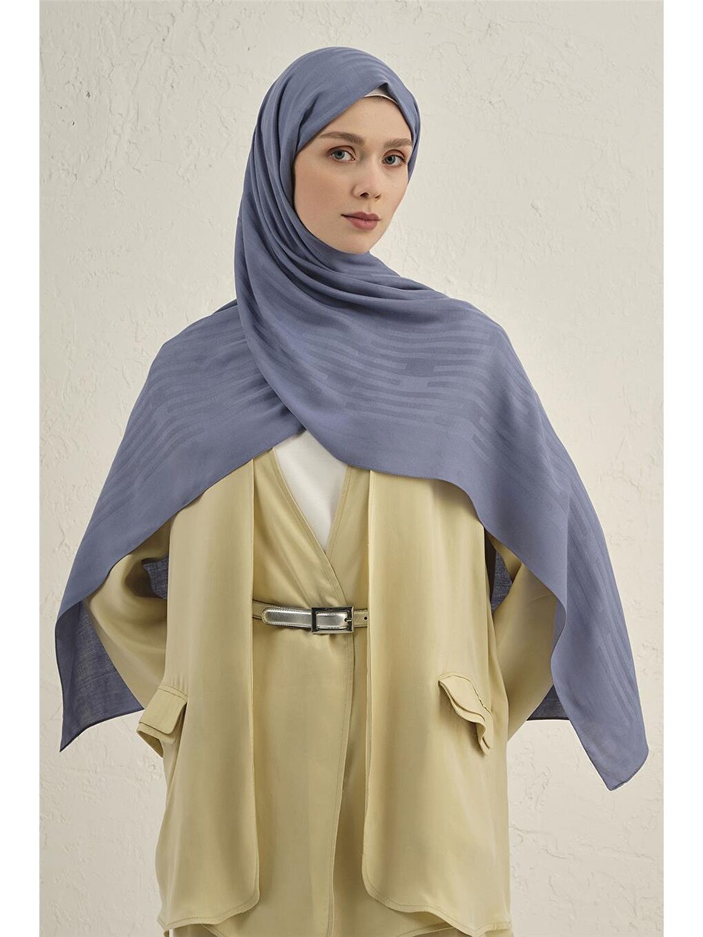 Mavi Lyocell Viscon Stripes Şal 2 26