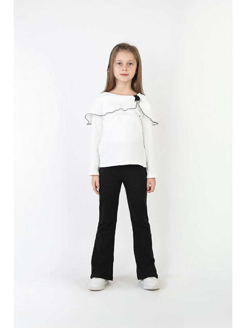 Beyaz Kız Çocuk 2'li Takım (Pantolon+Bluz) 3-9 Yaş 12506-2