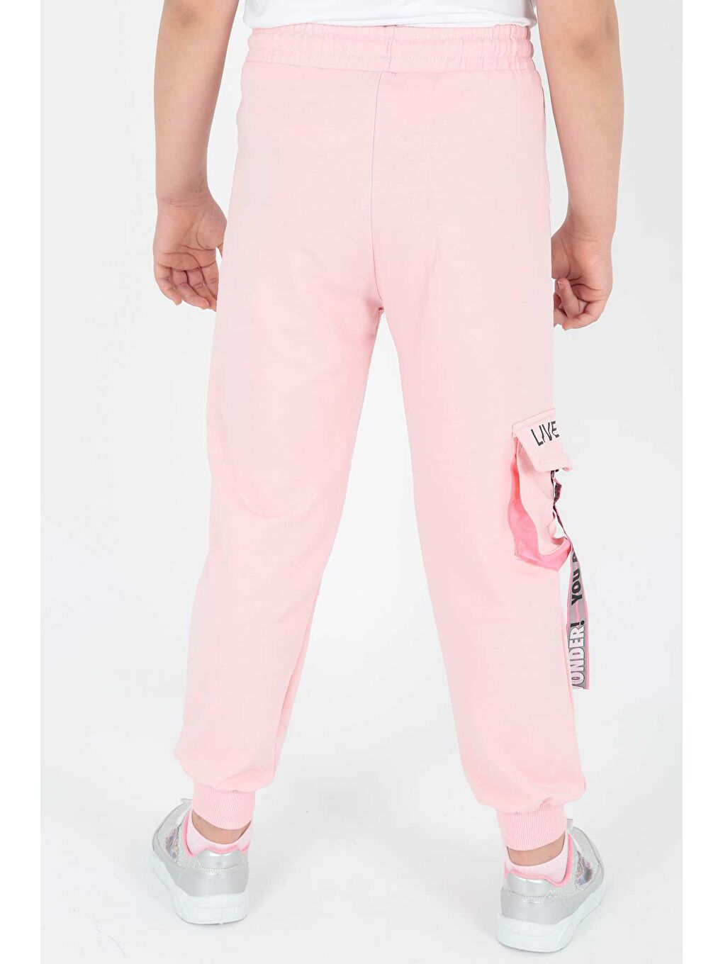 Pembe Kids Kız Live Baskılı Eşofman Altı Bağcıklı Lastikli Dar Paça Pamuklu Eşofman Altı Ak722473-4