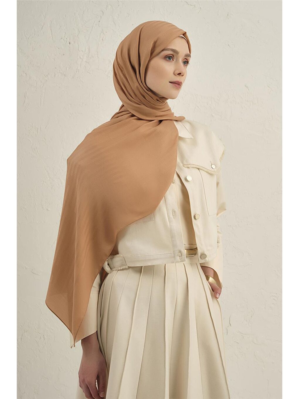 Turuncu Lyocell Viscon Stripes Şal 2 12