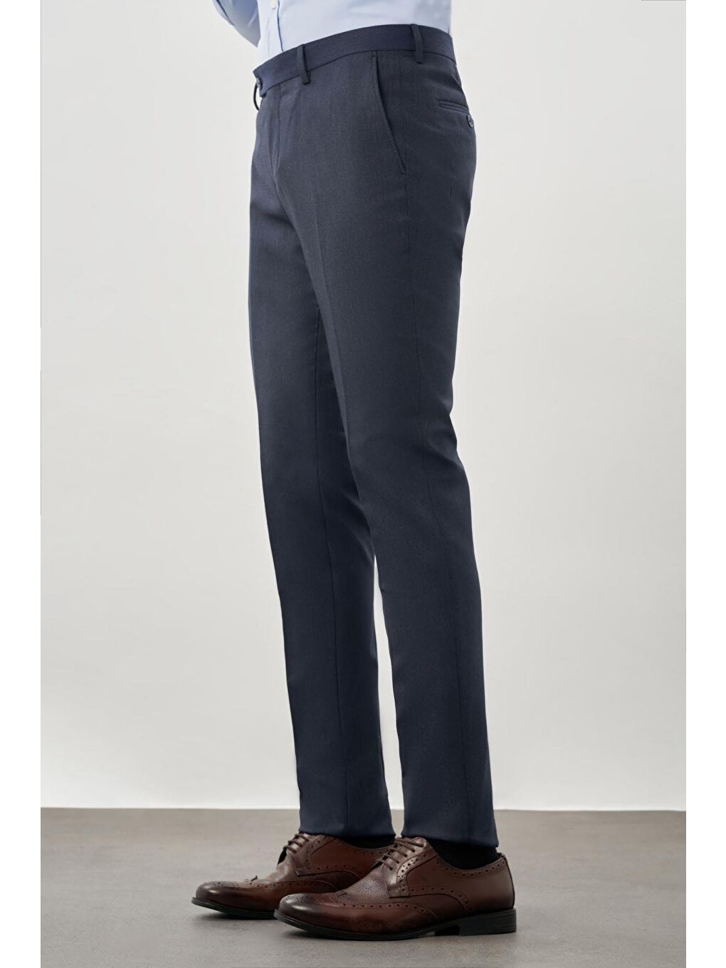 Lacivert Düz Gabardin Esnek Yan Cep Slim Fit Classic Erkek Pantolon 1003245209_202-2