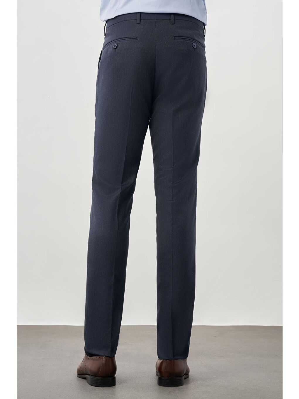 Lacivert Düz Gabardin Esnek Yan Cep Slim Fit Classic Erkek Pantolon 1003245209_202-3