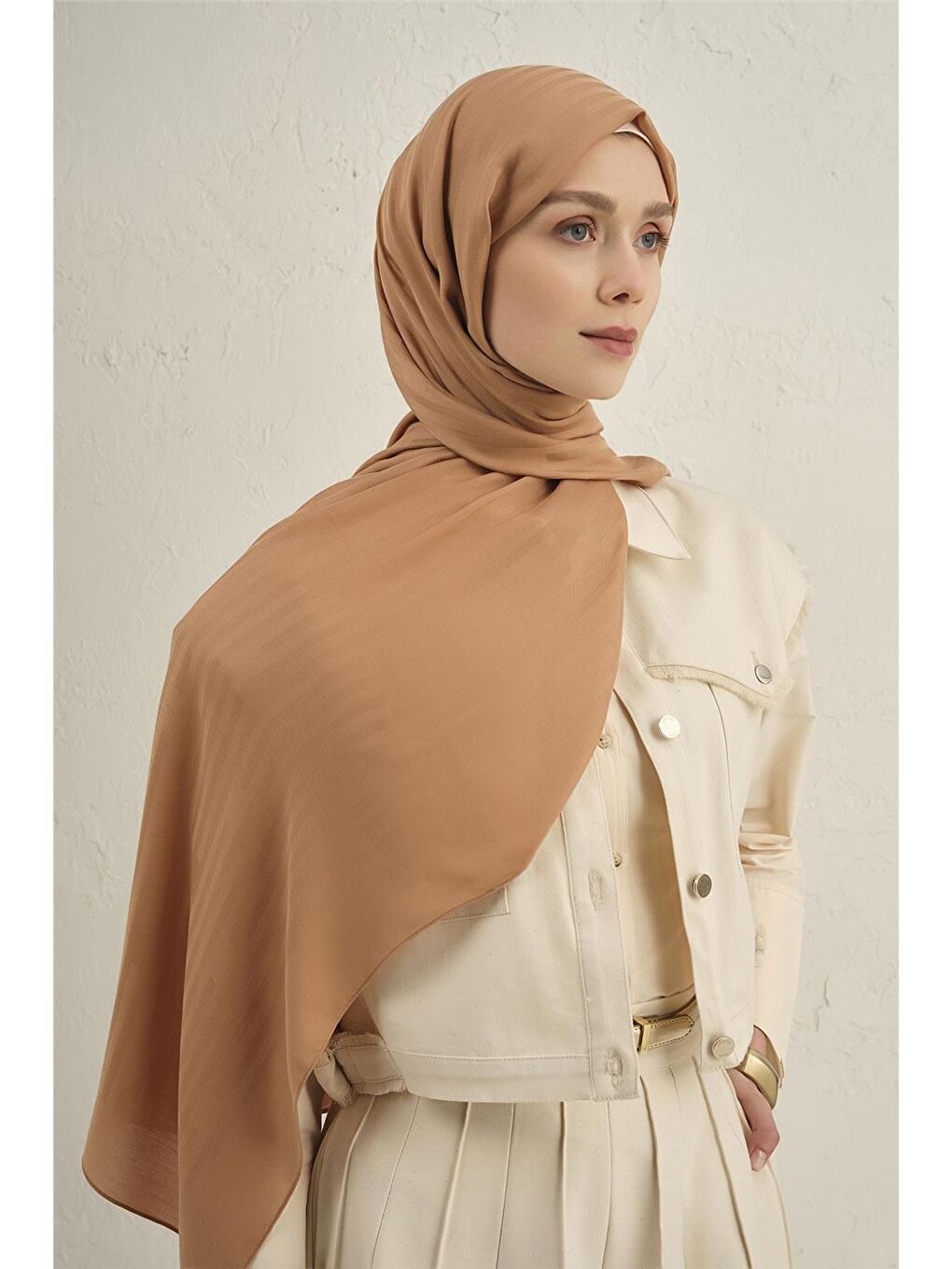 Turuncu Lyocell Viscon Stripes Şal 2 12-2