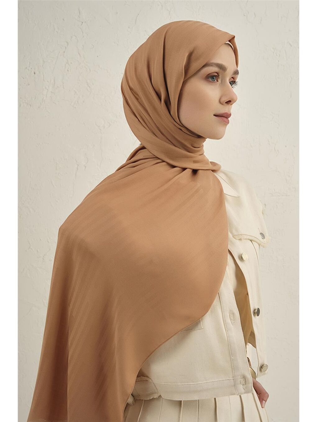 Turuncu Lyocell Viscon Stripes Şal 2 12-3