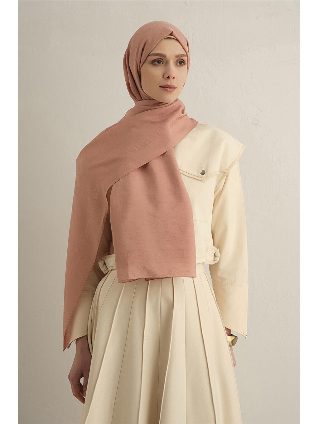 Pembe Pamora Dama Çerçeve Şal 2 37