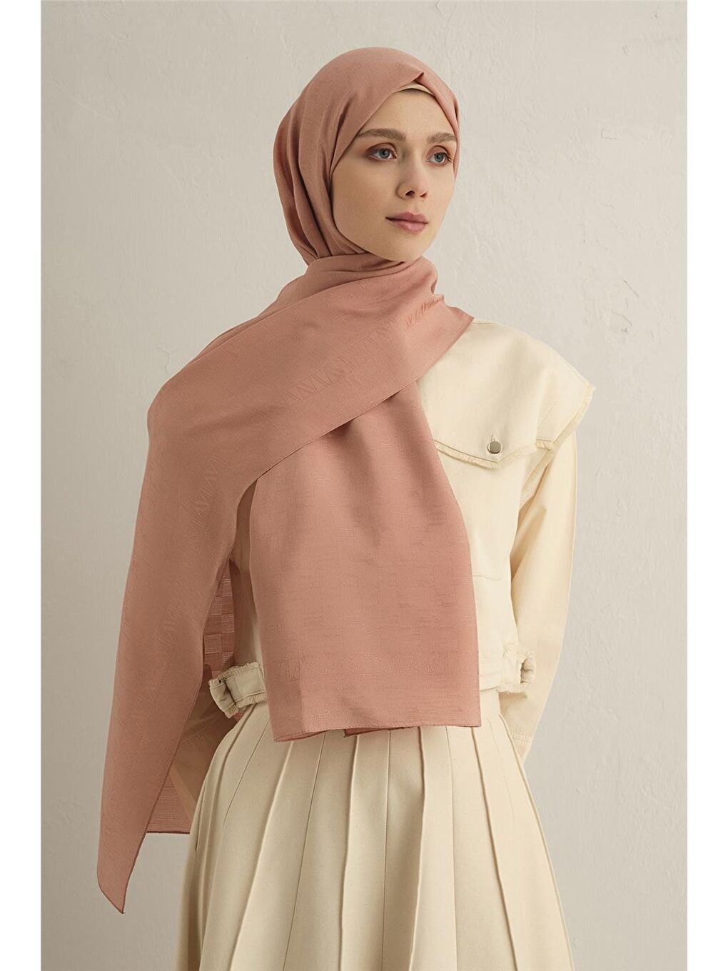 Pembe Pamora Dama Çerçeve Şal 2 37-1