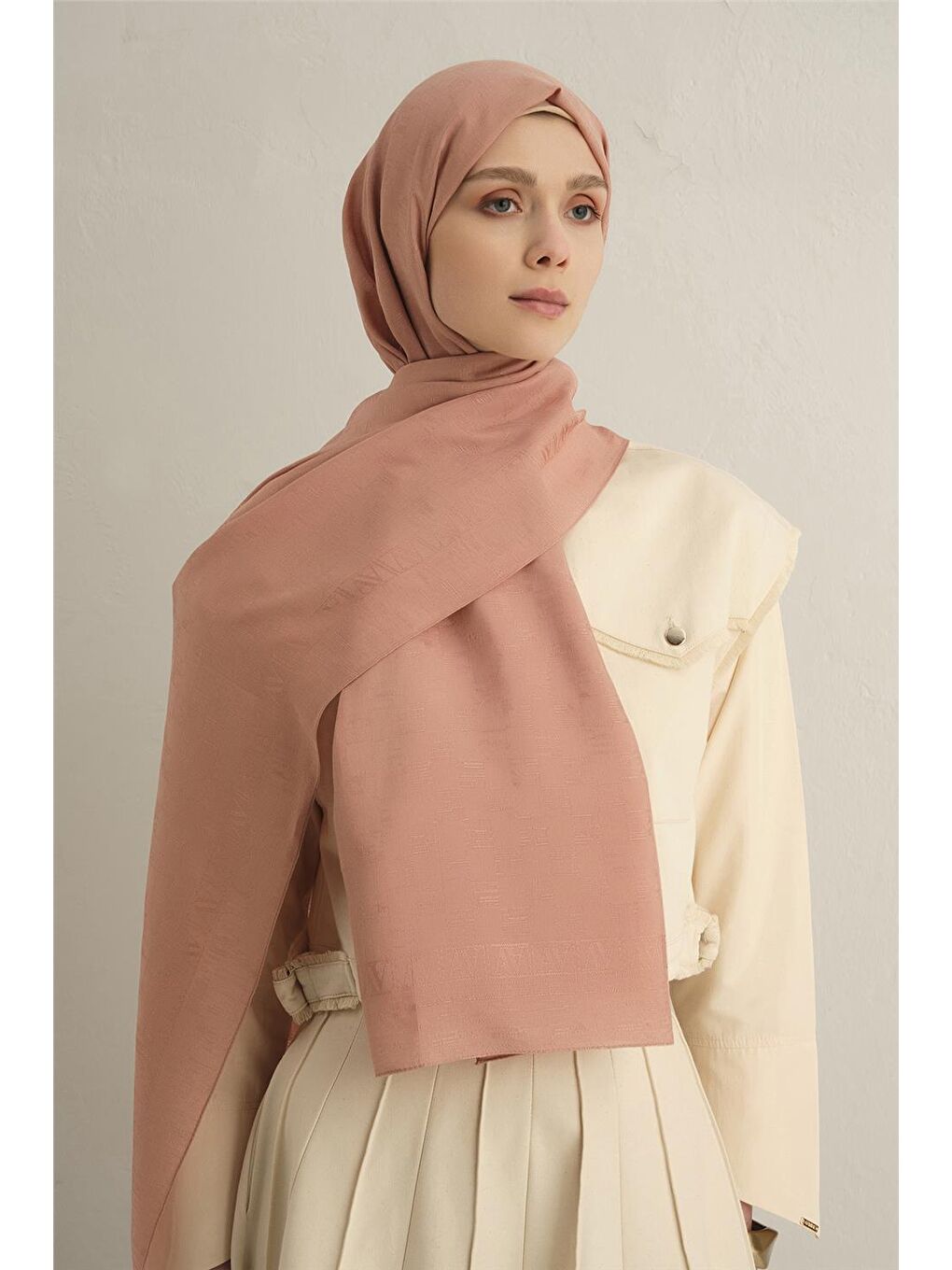 Pembe Pamora Dama Çerçeve Şal 2 37-2