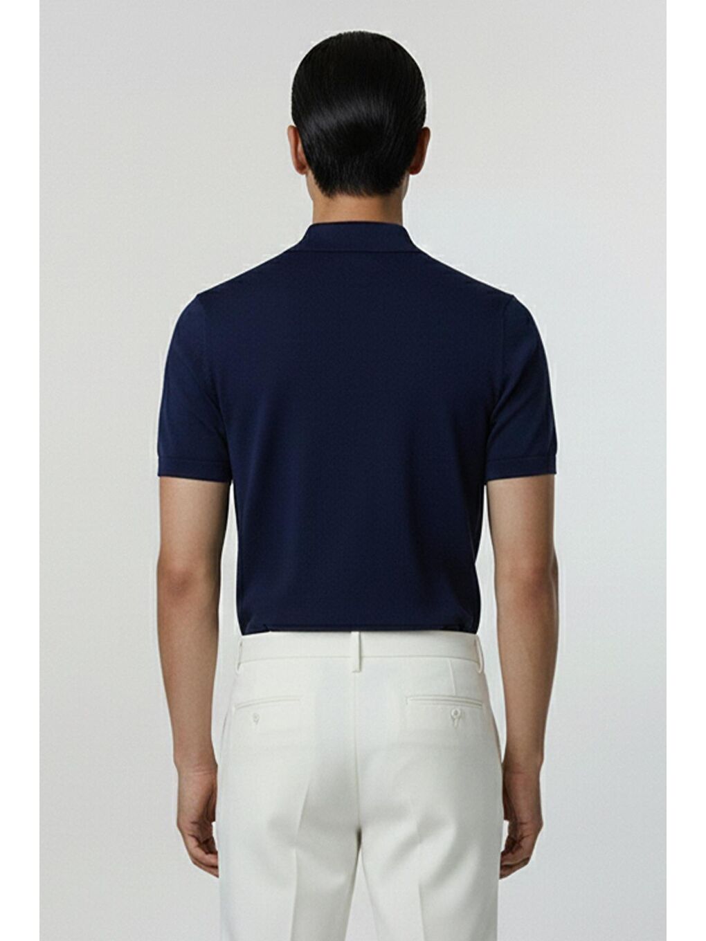 Giotelli Lacivert Slim Fit Triko Düğmeli Polo Yaka Erkek Gömlek-3